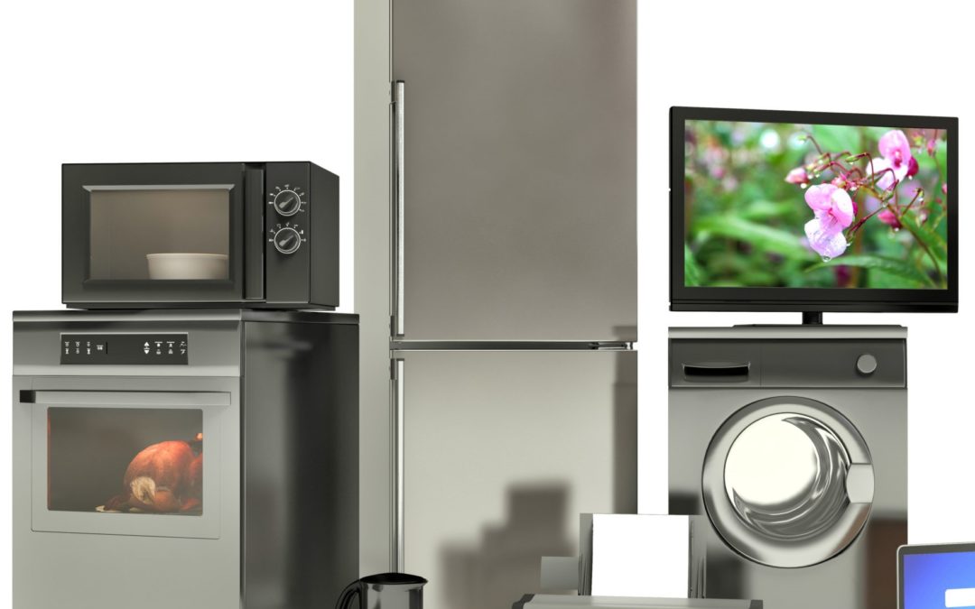 Home appliances. Gas cooker, tv cinema, refrigerator air conditi